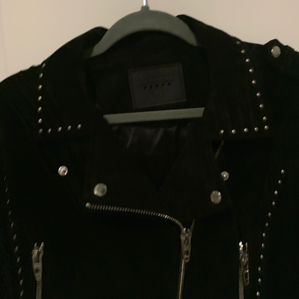 Blank NYC Suede Luxury No Limit Motorcycle "Moto" Style Jacket Black Studded S - Picture 15 of 16